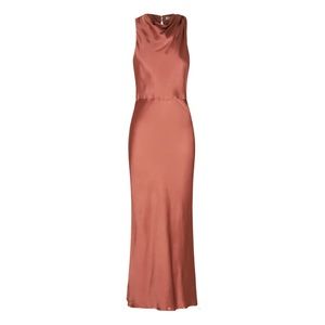 Shona Joy LA LUNE HIGH NECK MIDI DRESS - TERRACOTTA